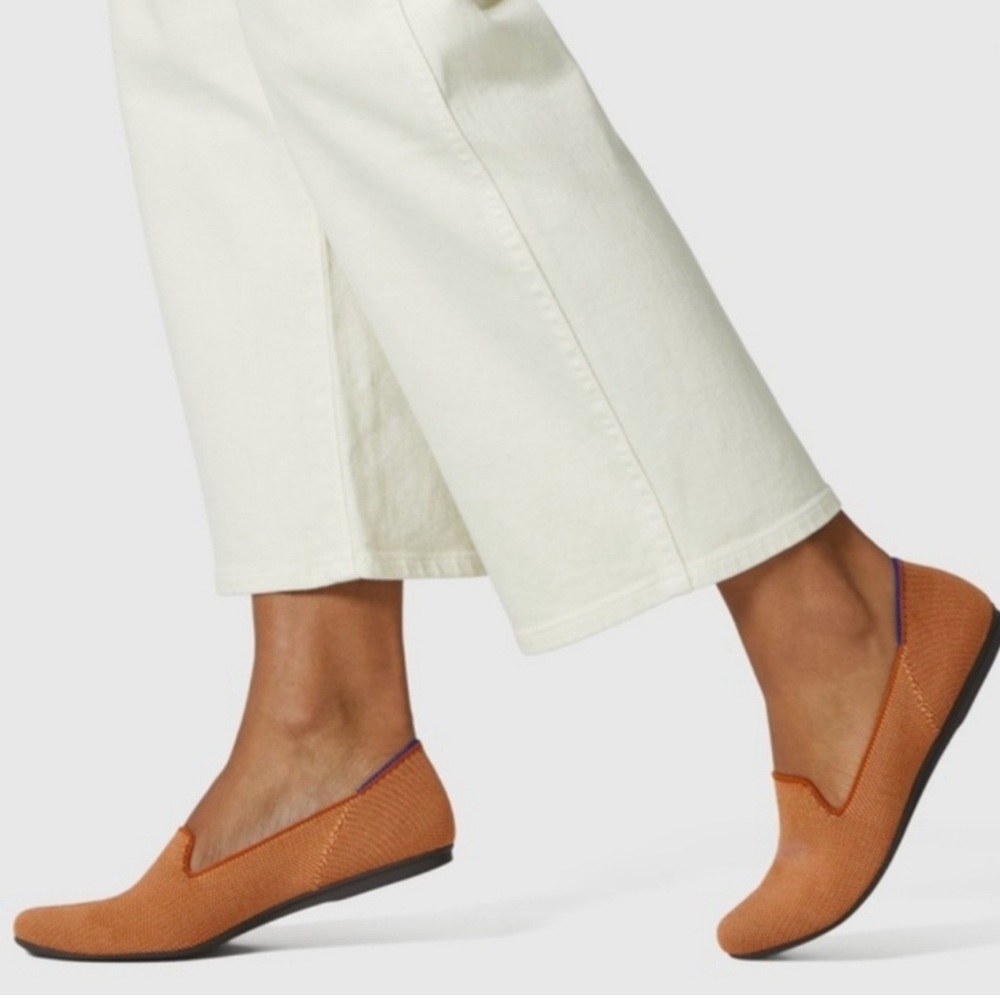 Rothy's Orange Knit Slip-On Loafers with Purple Trim
